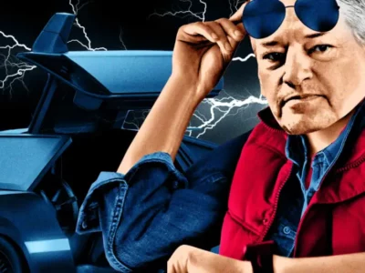 Comical illustration with references from the movie "Back to the Future."